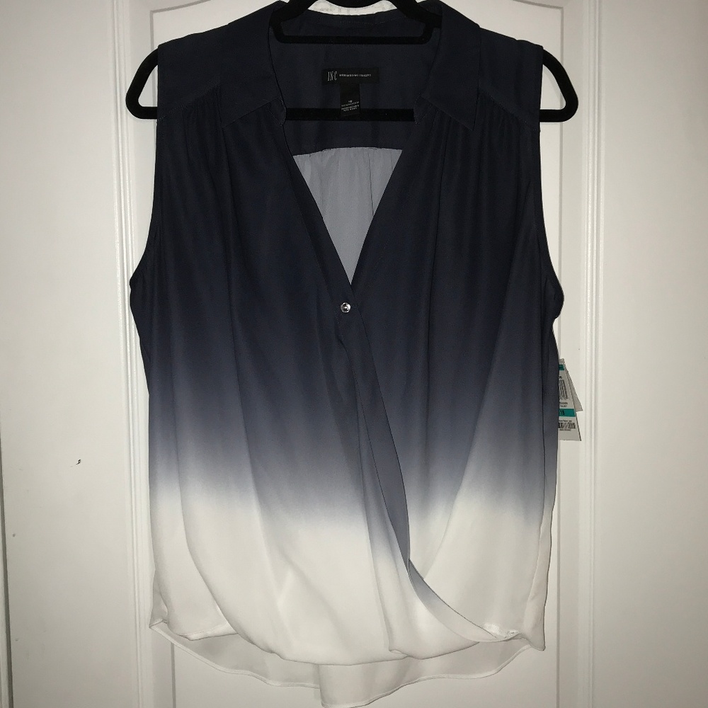 INC Navy & White Sleeveless Top